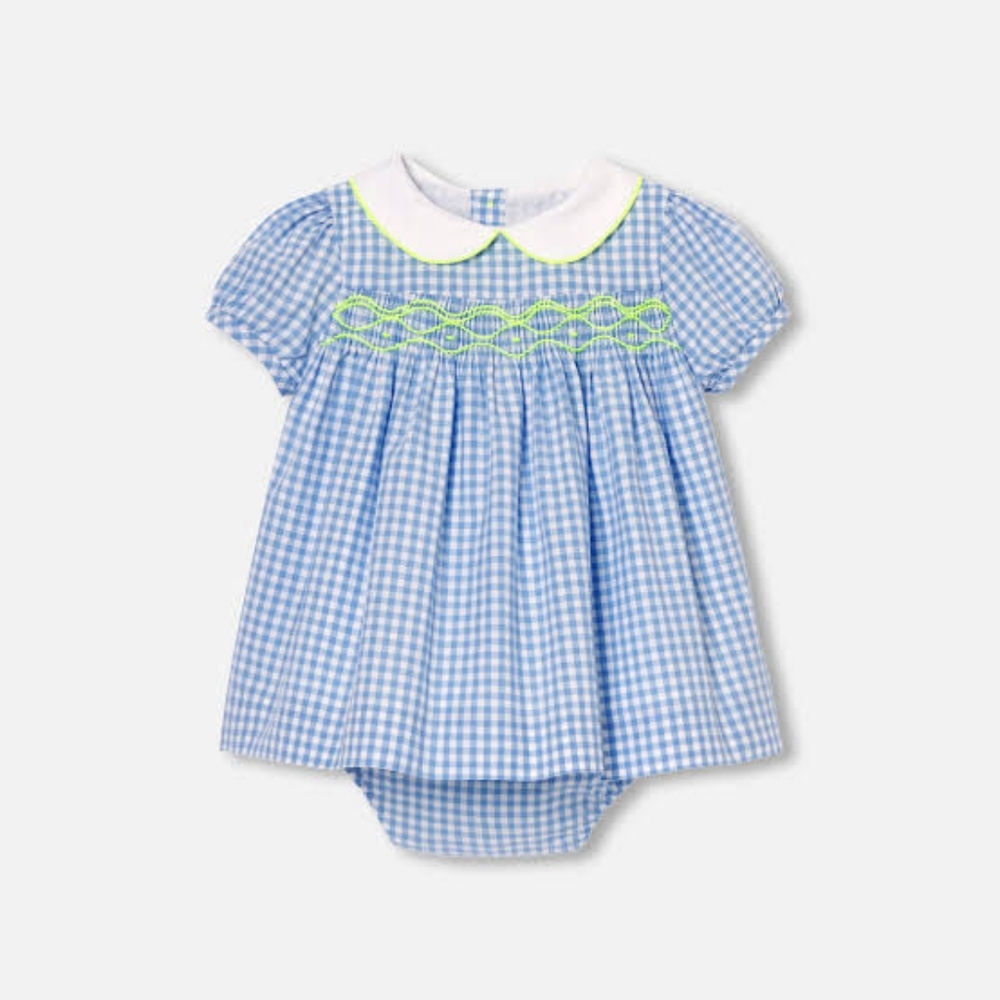 Jacadi Gingham Baby Dress with Bloomers